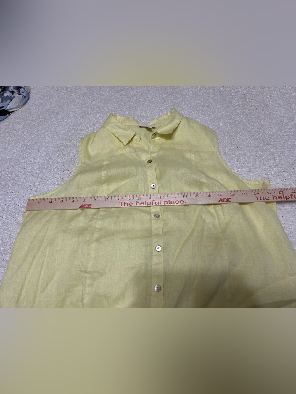 NEW J. Jill 100% Linen Button Up Tunic Top Large TALL Butter Yellow Minimalist - Picture 5 of 6